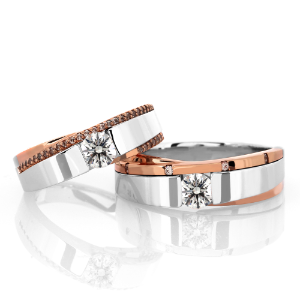 3부 다이아몬드 반지 커플링 14k 18k 웨딩밴드 - 라비 HNDCR03308