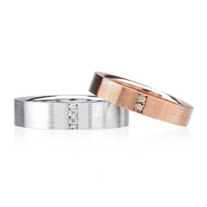 다이아몬드 / 큐빅 커플링 결혼반지 양면 디자인 - 비엘라 HNMCR372